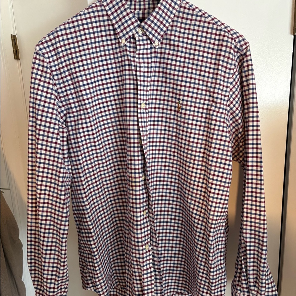 Ralph Lauren Men's Button-Down Check Shirt in Red, Blue & White